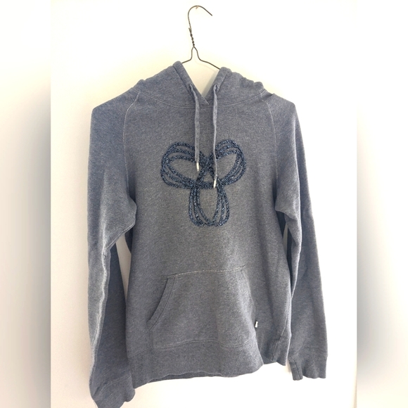 Aritzia TNA Gray Hoodie Beaded Blue Logo Size S - Picture 2 of 6
